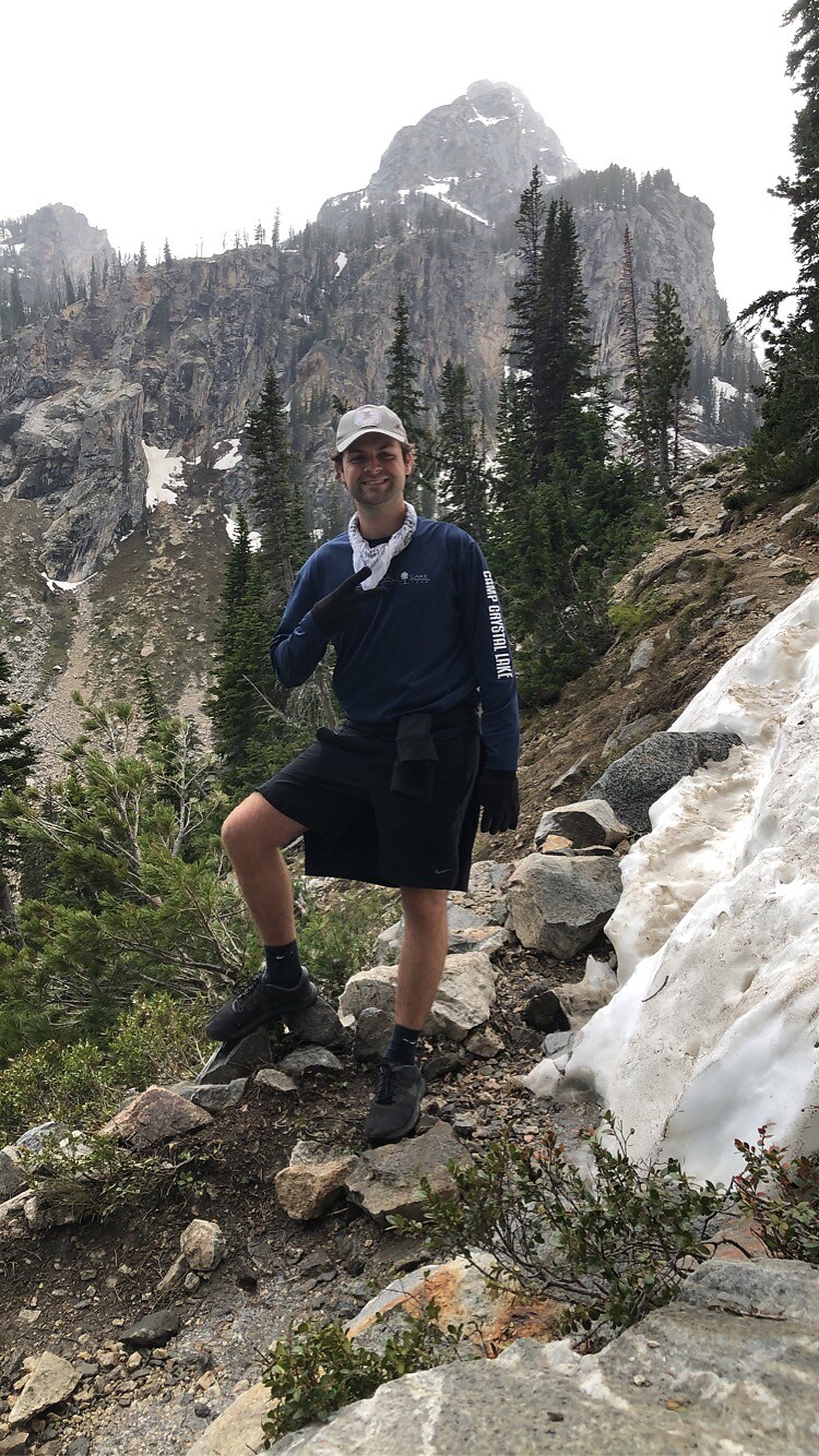 A snowy trail in the Tetons, Wyoming, in summer
